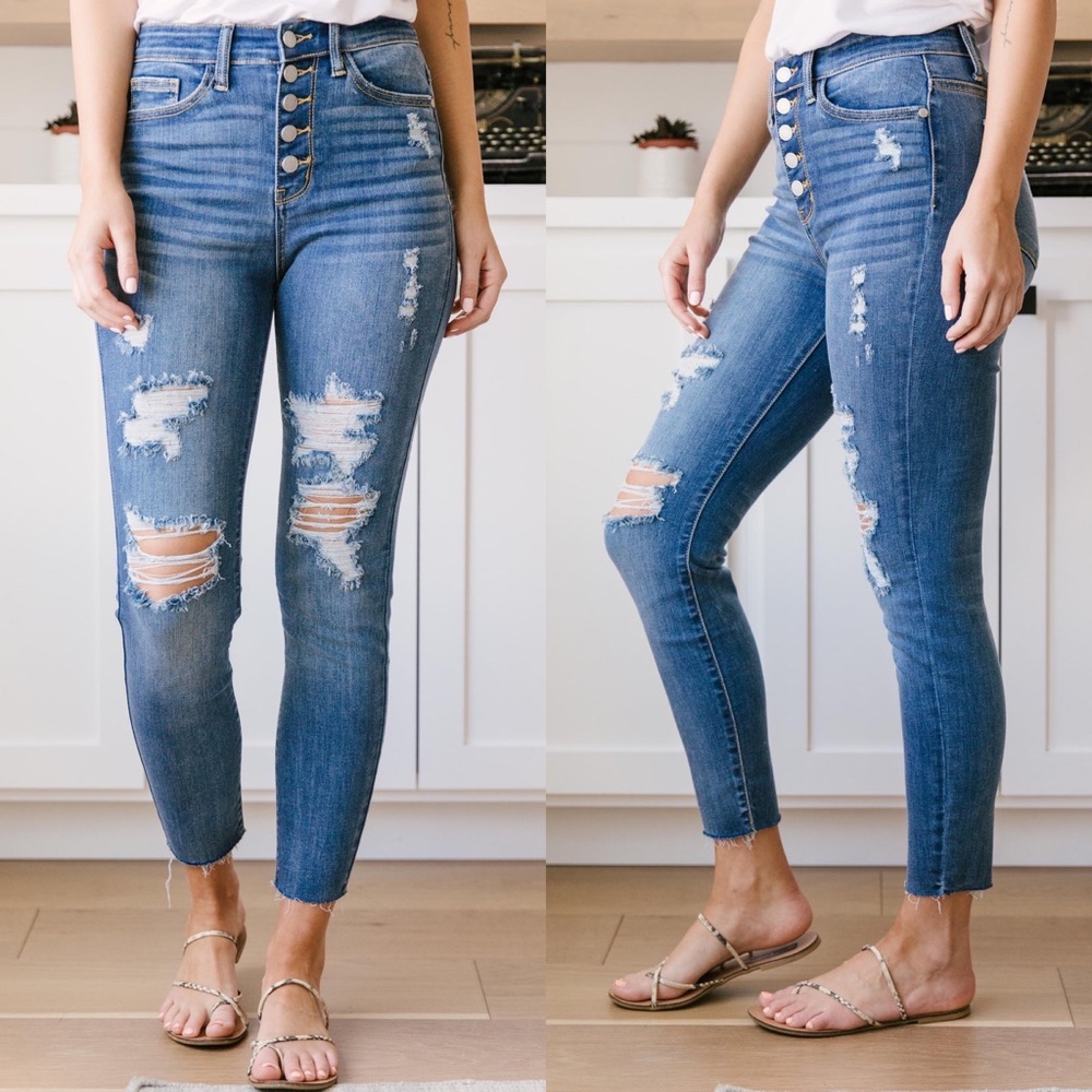 Judy Blue High-Rise Button Fly Jeans - Picture 1 of 10
